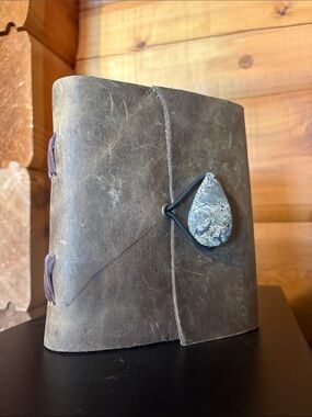 Cowhide Journal With Stone | No Boundaries Handmade Journals
